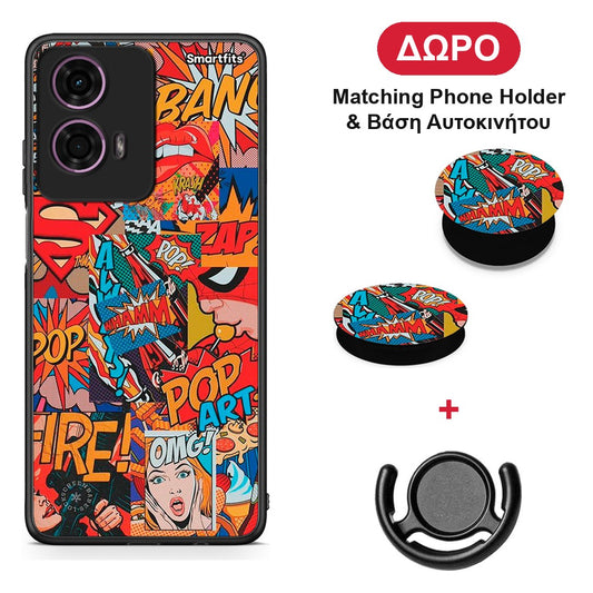 PopArt OMG - Motorola G24 θήκη + Δώρο Phone Holder & Βάση Αυτοκινήτου