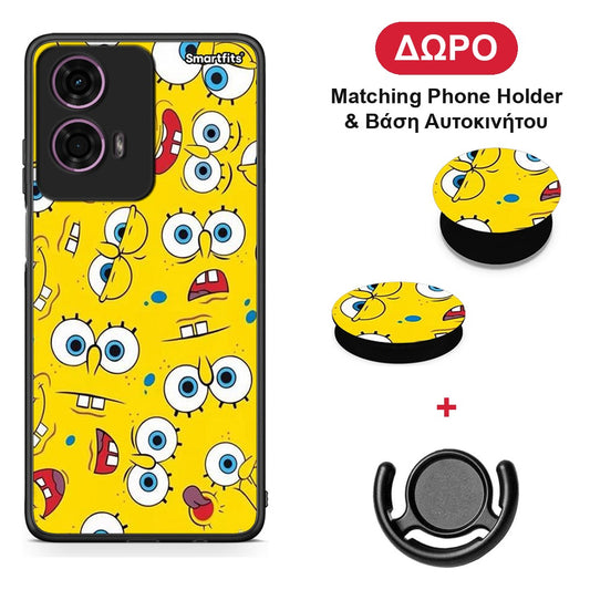 PopArt Sponge - Motorola G24 θήκη + Δώρο Phone Holder & Βάση Αυτοκινήτου