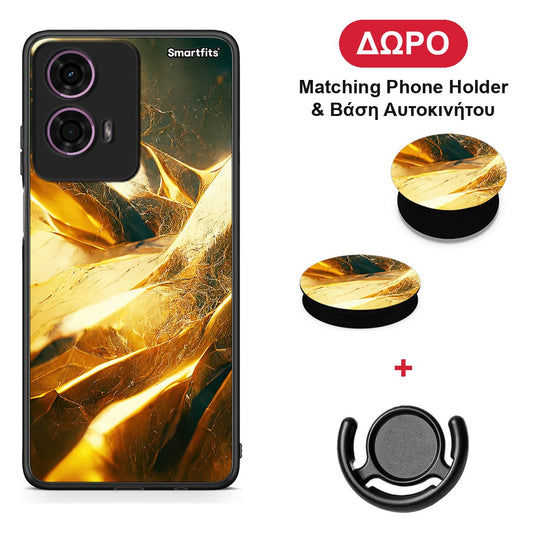 Real Gold - Motorola G24 θήκη + Δώρο Phone Holder & Βάση Αυτοκινήτου