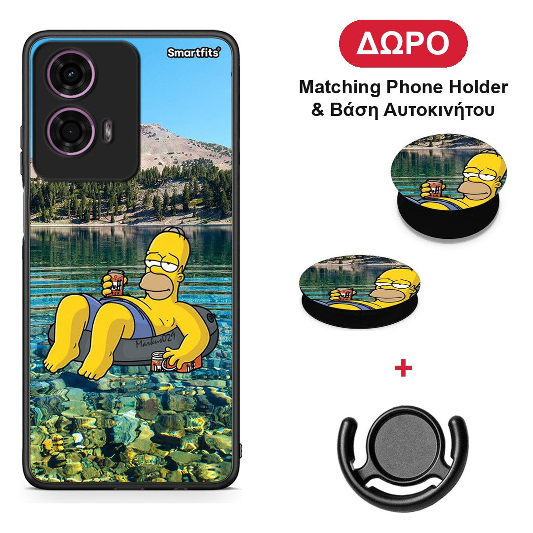 Summer Happiness - Motorola G24 θήκη + Δώρο Phone Holder & Βάση Αυτοκινήτου