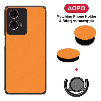 Tangerine Orange - Motorola G24 θήκη + Δώρο Phone Holder & Βάση Αυτοκινήτου