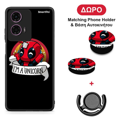 Unicorn Deadpool - Motorola G24 θήκη + Δώρο Phone Holder & Βάση Αυτοκινήτου