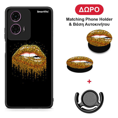 Valentine Golden - Motorola G24 θήκη + Δώρο Phone Holder & Βάση Αυτοκινήτου