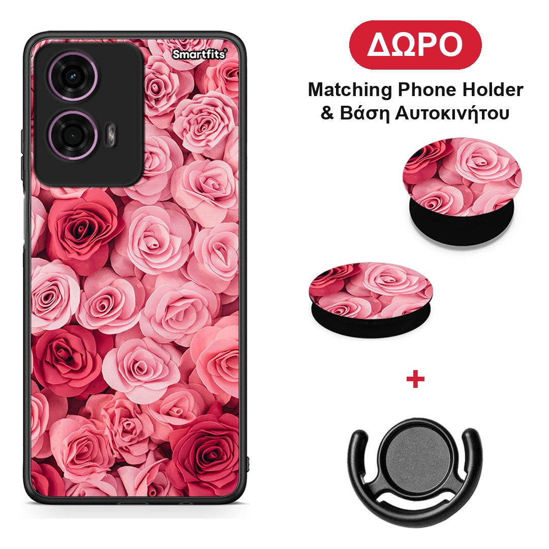 Valentine RoseGarden - Motorola G24 θήκη + Δώρο Phone Holder & Βάση Αυτοκινήτου