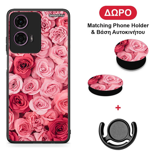 Valentine RoseGarden - Motorola G24 θήκη + Δώρο Phone Holder & Βάση Αυτοκινήτου