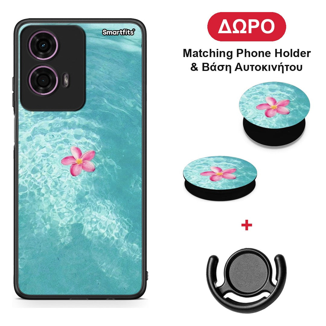 Water Flower - Motorola G24 θήκη + Δώρο Phone Holder & Βάση Αυτοκινήτου