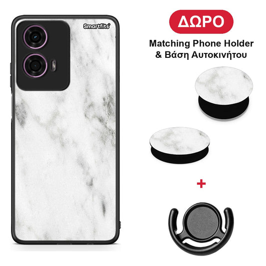 Marble White - Motorola G24 θήκη + Δώρο Phone Holder & Βάση Αυτοκινήτου