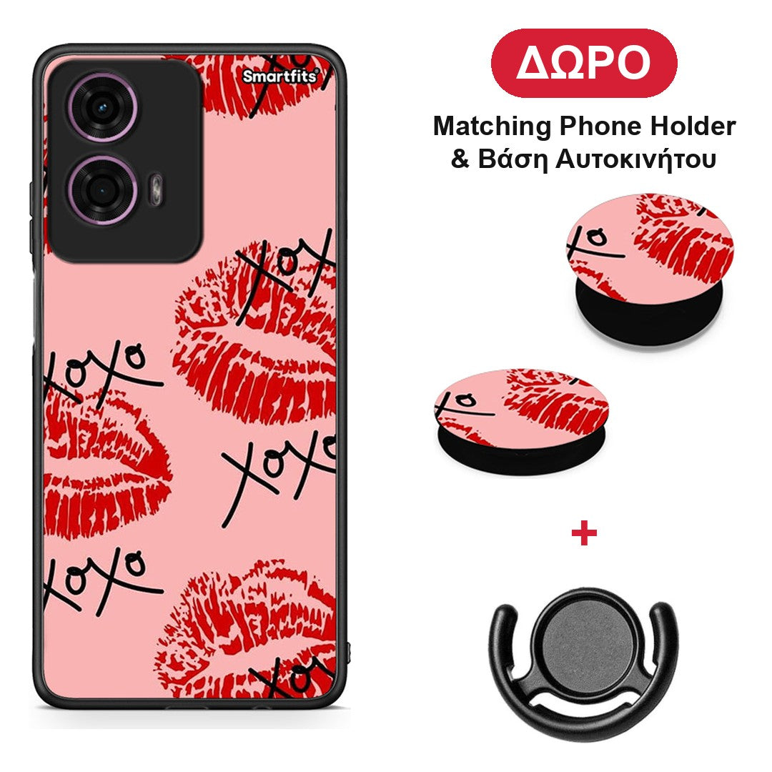 XOXO Lips - Motorola G24 θήκη + Δώρο Phone Holder & Βάση Αυτοκινήτου