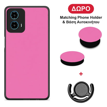 Rose Pink - Motorola G34 5G θήκη + Δώρο Phone Holder & Βάση Αυτοκινήτου