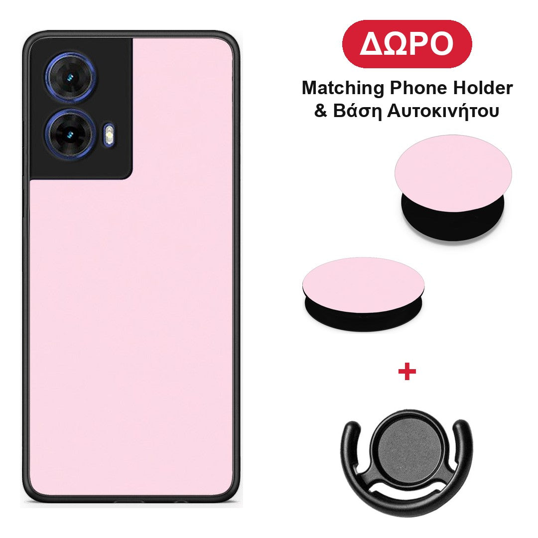 Pale Pink - Motorola Moto G85 θήκη + Δώρο Phone Holder & Βάση Αυτοκινήτου