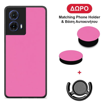 Rose Pink - Motorola Moto G85 θήκη + Δώρο Phone Holder & Βάση Αυτοκινήτου
