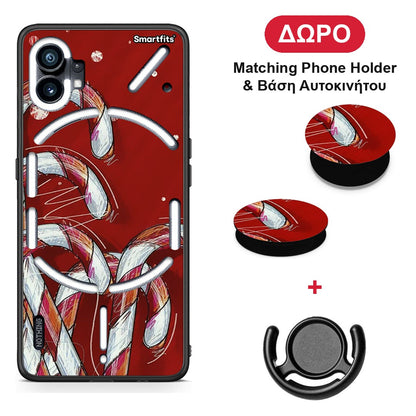 Candy Cane - Nothing Phone 1 θήκη + Δώρο Phone Holder & Βάση Αυτοκινήτου