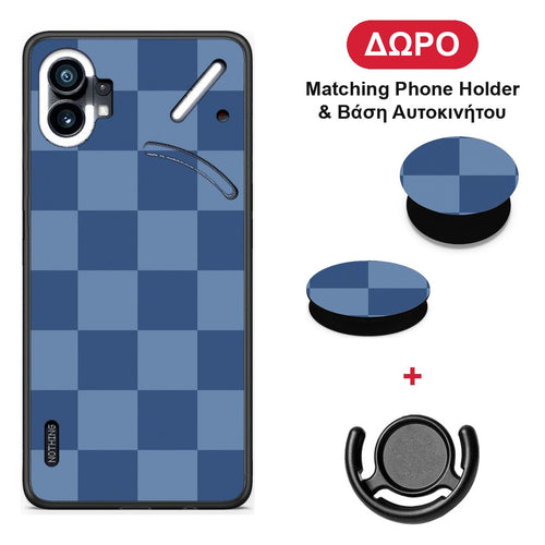 Denim Blue Checkerboard - Nothing Phone 1 θήκη + Δώρο Phone Holder & Βάση Αυτοκινήτου