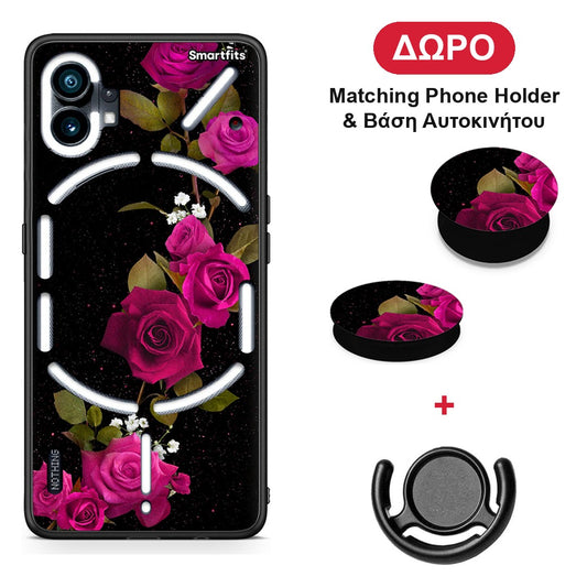 Flower Red Roses - Nothing Phone 1 θήκη + Δώρο Phone Holder & Βάση Αυτοκινήτου