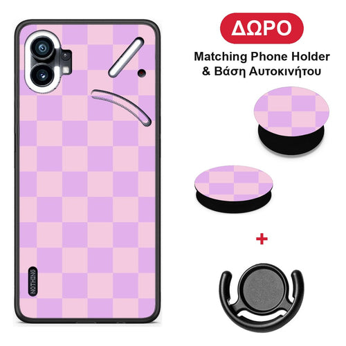 Lavender and Pink Checkerboard - Nothing Phone 1 θήκη + Δώρο Phone Holder & Βάση Αυτοκινήτου