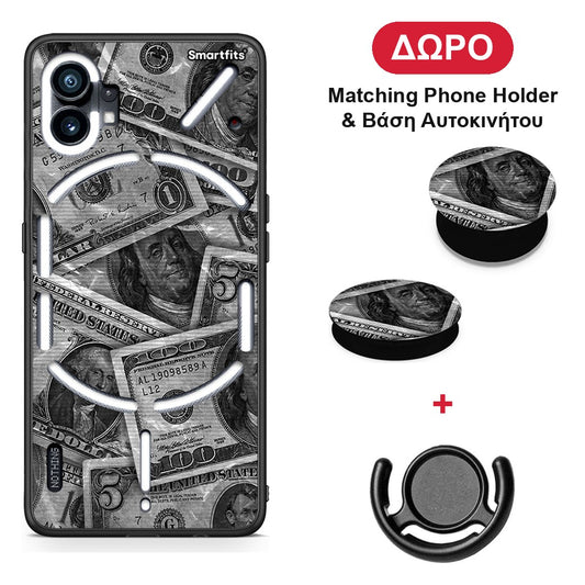 Money Dollars - Nothing Phone 1 θήκη + Δώρο Phone Holder & Βάση Αυτοκινήτου