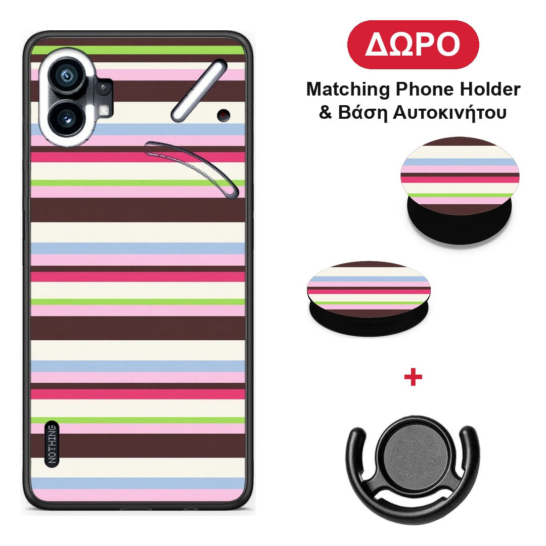 Multicolour Horizontal Stripes - Nothing Phone 1 θήκη + Δώρο Phone Holder & Βάση Αυτοκινήτου