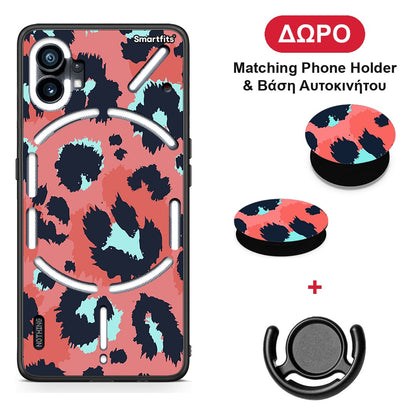 Animal Pink Leopard - Nothing Phone 1 θήκη + Δώρο Phone Holder & Βάση Αυτοκινήτου