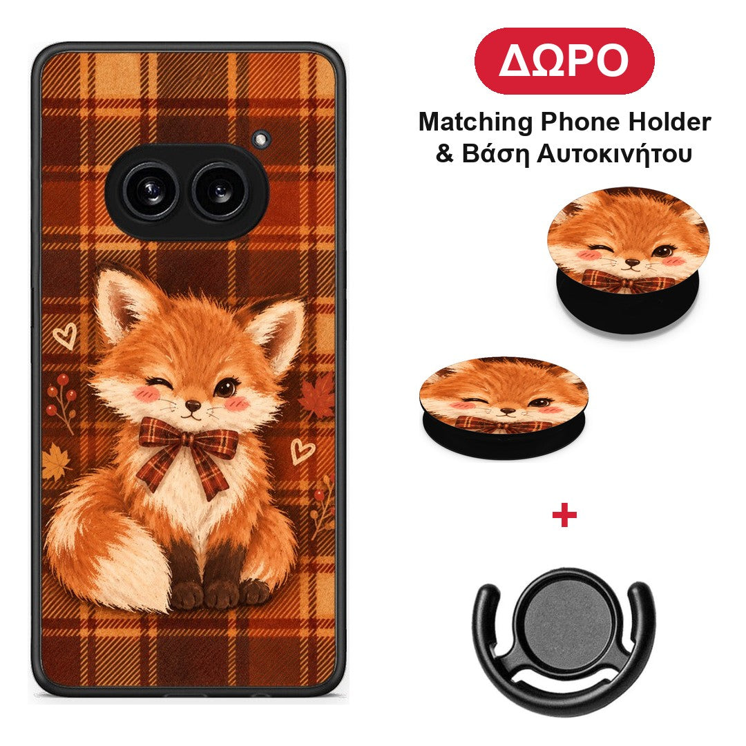 Fox on Autumn Tartan - Nothing Phone 2a θήκη + Δώρο Phone Holder & Βάση Αυτοκινήτου