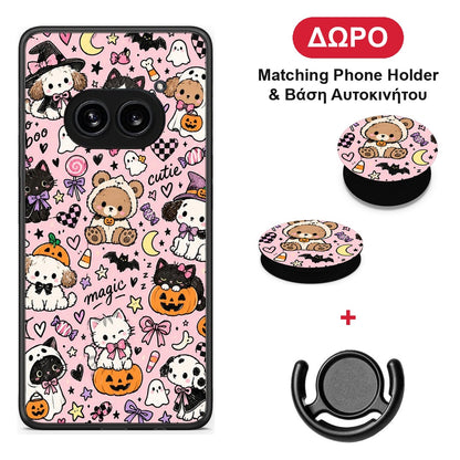 Halloween Cute Animals on Pink - Nothing Phone 2a θήκη + Δώρο Phone Holder & Βάση Αυτοκινήτου