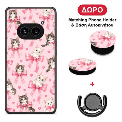 Kittens and Pink Bows on Pink - Nothing Phone 2a θήκη + Δώρο Phone Holder & Βάση Αυτοκινήτου