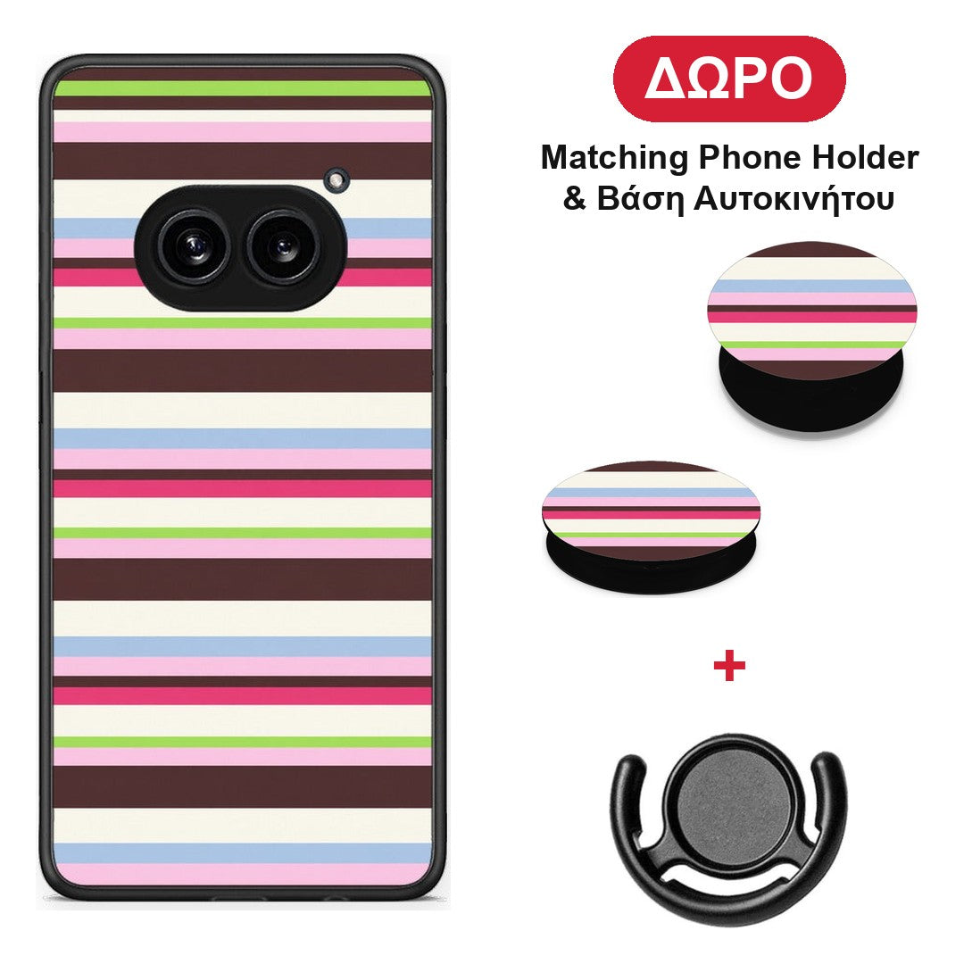 Multicolour Horizontal Stripes - Nothing Phone 2a θήκη + Δώρο Phone Holder & Βάση Αυτοκινήτου