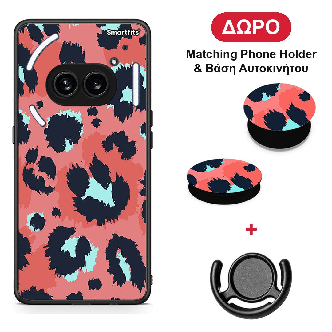 Animal Pink Leopard - Nothing Phone 2a θήκη + Δώρο Phone Holder & Βάση Αυτοκινήτου