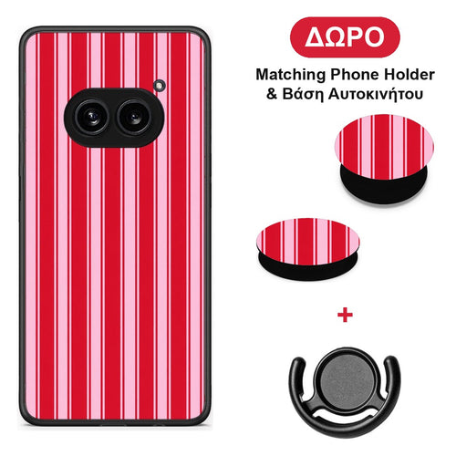 Red and Pink Vertical Pinstripes - Nothing Phone 2a θήκη + Δώρο Phone Holder & Βάση Αυτοκινήτου