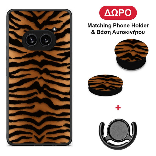 Tiger Print Orange and Black - Nothing Phone 2a θήκη + Δώρο Phone Holder & Βάση Αυτοκινήτου