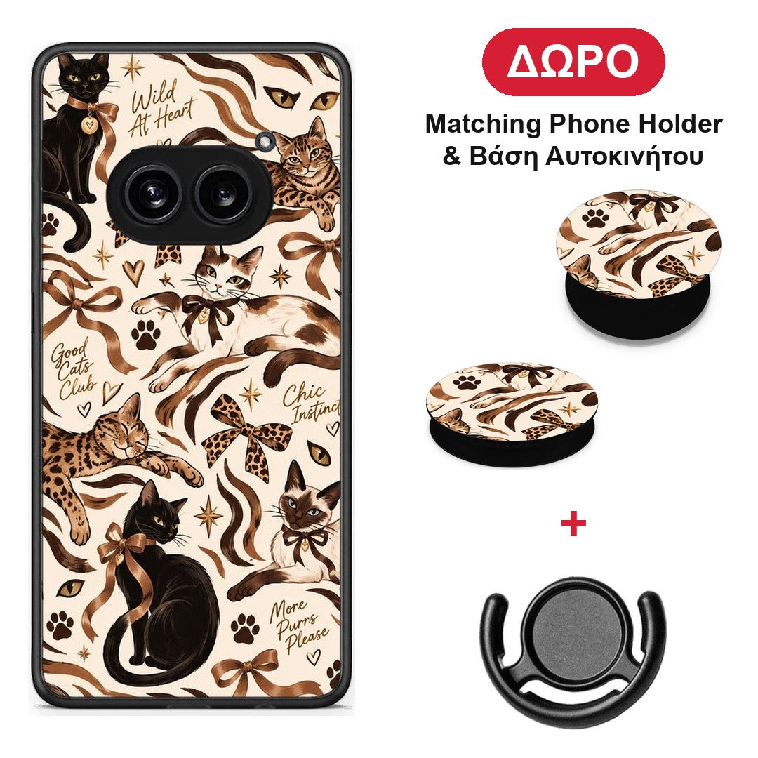 Wild Cats and Animal Print Collage - Nothing Phone 2a θήκη + Δώρο Phone Holder & Βάση Αυτοκινήτου