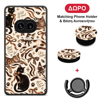Wild Cats and Animal Print Collage - Nothing Phone 2a θήκη + Δώρο Phone Holder & Βάση Αυτοκινήτου