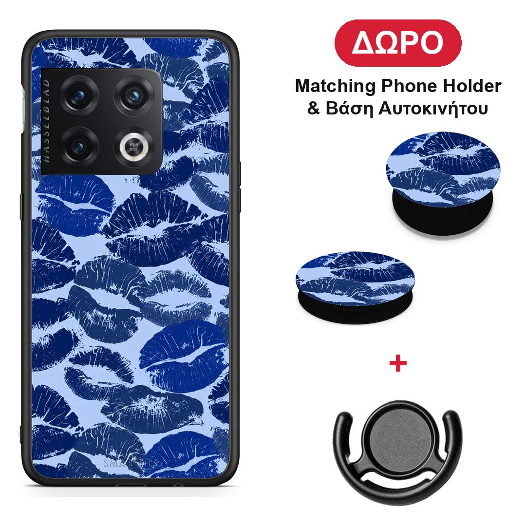 Blue Lipstick Kisses - OnePlus 10 Pro θήκη + Δώρο Phone Holder & Βάση Αυτοκινήτου