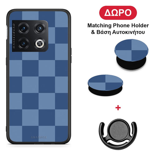 Denim Blue Checkerboard - OnePlus 10 Pro θήκη + Δώρο Phone Holder & Βάση Αυτοκινήτου