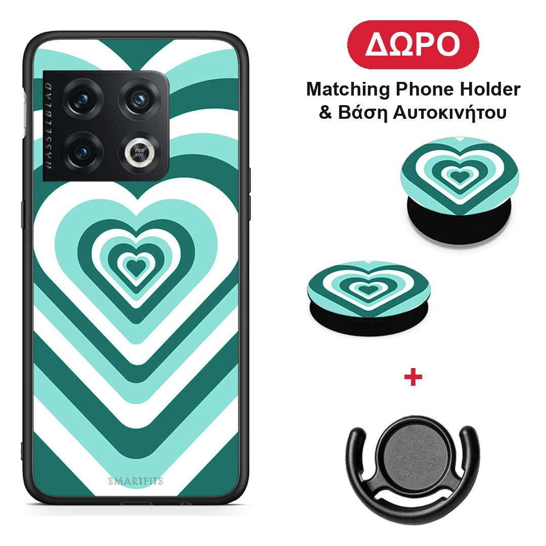 Green Hearts - OnePlus 10 Pro θήκη + Δώρο Phone Holder & Βάση Αυτοκινήτου