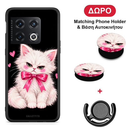 Grumpy Party Kitten on Black - OnePlus 10 Pro θήκη + Δώρο Phone Holder & Βάση Αυτοκινήτου