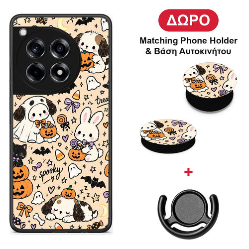 Halloween Puppies and Friends on Cream - OnePlus 12R 5G θήκη + Δώρο Phone Holder & Βάση Αυτοκινήτου