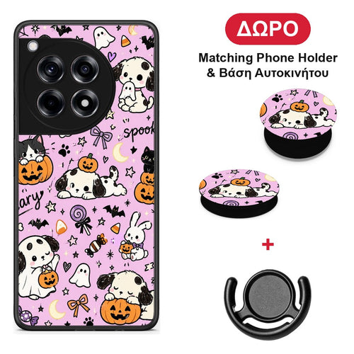Halloween Puppies and Friends on Lilac - OnePlus 12R 5G θήκη + Δώρο Phone Holder & Βάση Αυτοκινήτου