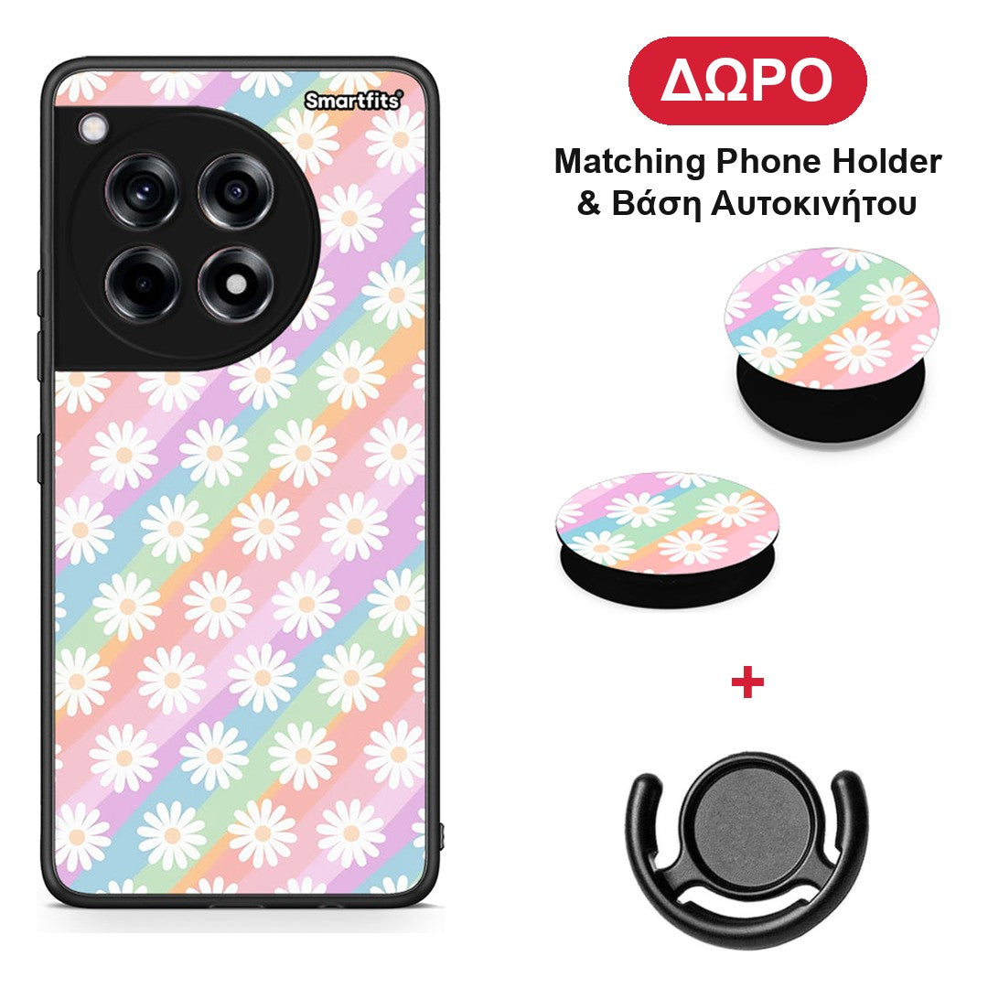White Daisies - OnePlus 12R 5G θήκη + Δώρο Phone Holder & Βάση Αυτοκινήτου
