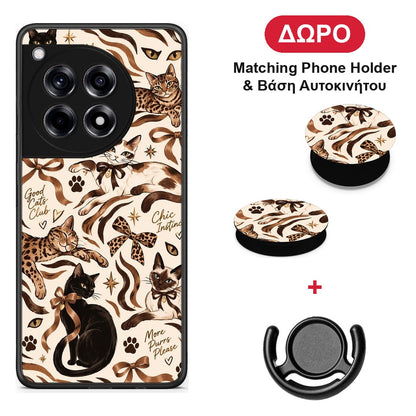 Wild Cats and Animal Print Collage - OnePlus 12R 5G θήκη + Δώρο Phone Holder & Βάση Αυτοκινήτου