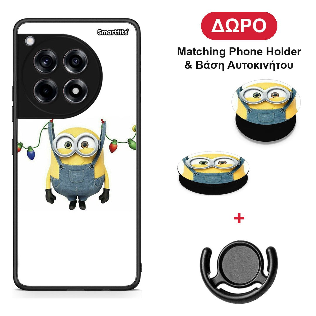 Xmas Minion Lights - OnePlus 12R 5G θήκη + Δώρο Phone Holder & Βάση Αυτοκινήτου