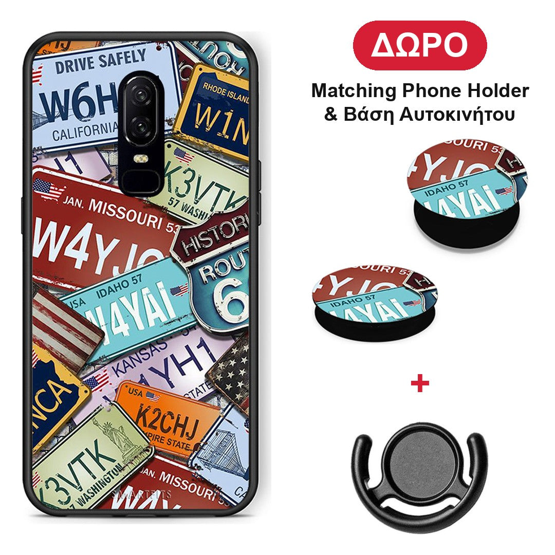 Car Plates - OnePlus 6 θήκη + Δώρο Phone Holder & Βάση Αυτοκινήτου