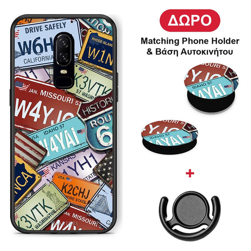 Car Plates - OnePlus 6 θήκη + Δώρο Phone Holder & Βάση Αυτοκινήτου
