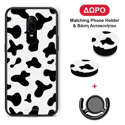 Cow Print - OnePlus 6 θήκη + Δώρο Phone Holder & Βάση Αυτοκινήτου