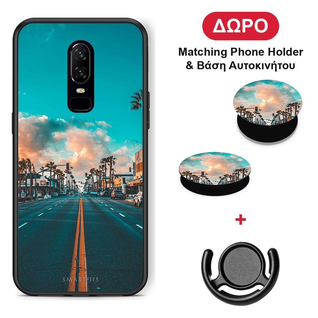 Landscape City - OnePlus 6 θήκη + Δώρο Phone Holder & Βάση Αυτοκινήτου