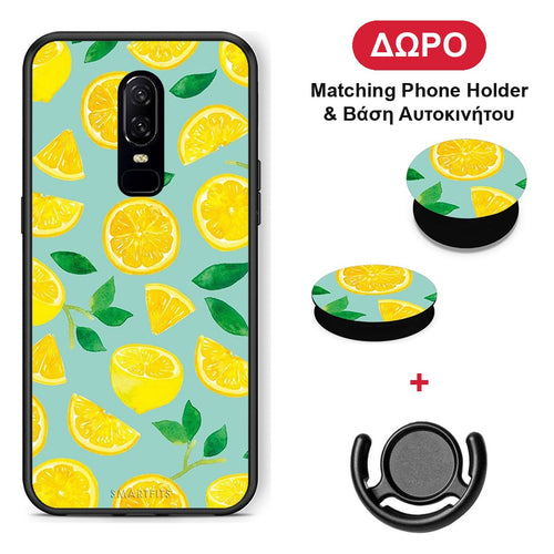 Lemons - OnePlus 6 θήκη + Δώρο Phone Holder & Βάση Αυτοκινήτου