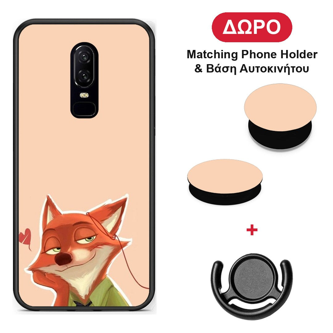 Nick Wilde And Judy Hopps Love 1 - OnePlus 6 θήκη + Δώρο Phone Holder & Βάση Αυτοκινήτου