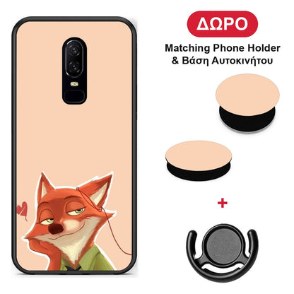 Nick Wilde And Judy Hopps Love 1 - OnePlus 6 θήκη + Δώρο Phone Holder & Βάση Αυτοκινήτου