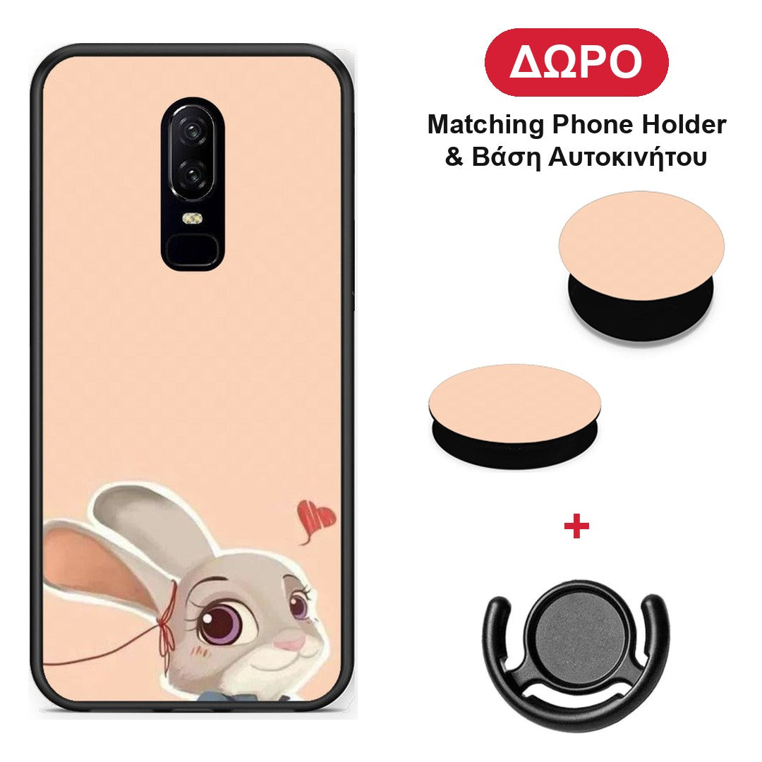 Nick Wilde And Judy Hopps Love 2 - OnePlus 6 θήκη + Δώρο Phone Holder & Βάση Αυτοκινήτου
