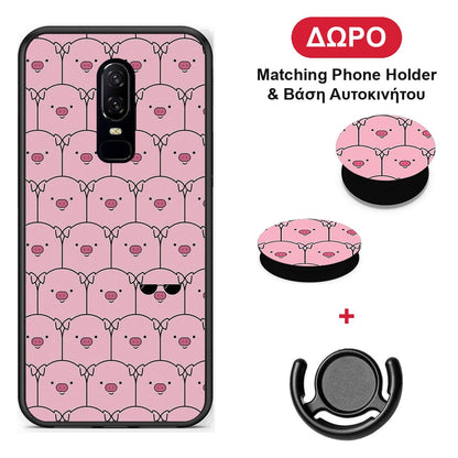 Pig Glasses - OnePlus 6 θήκη + Δώρο Phone Holder & Βάση Αυτοκινήτου