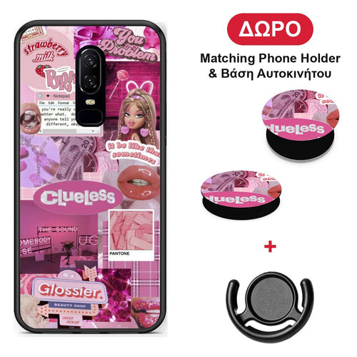 Pink Love - OnePlus 6 θήκη + Δώρο Phone Holder & Βάση Αυτοκινήτου